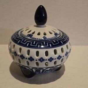 Blue and White Ceramic Decorative Piece